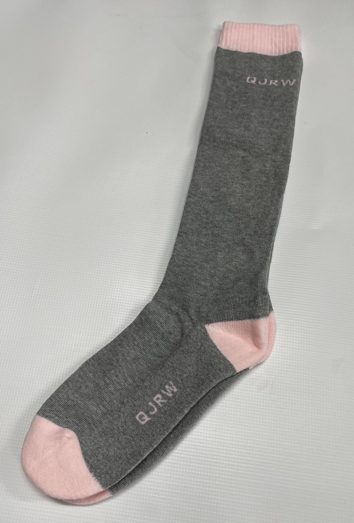 Long Socks | Grey/Pink Trim