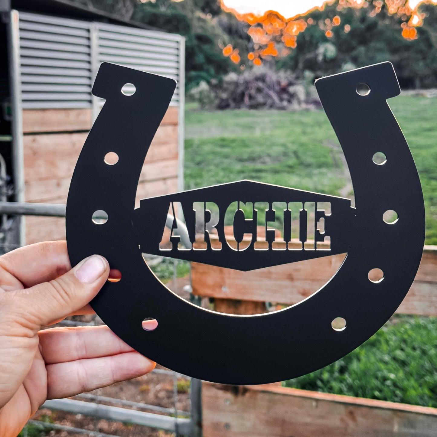 Custom Gate Name Plaque - Horse Shoe