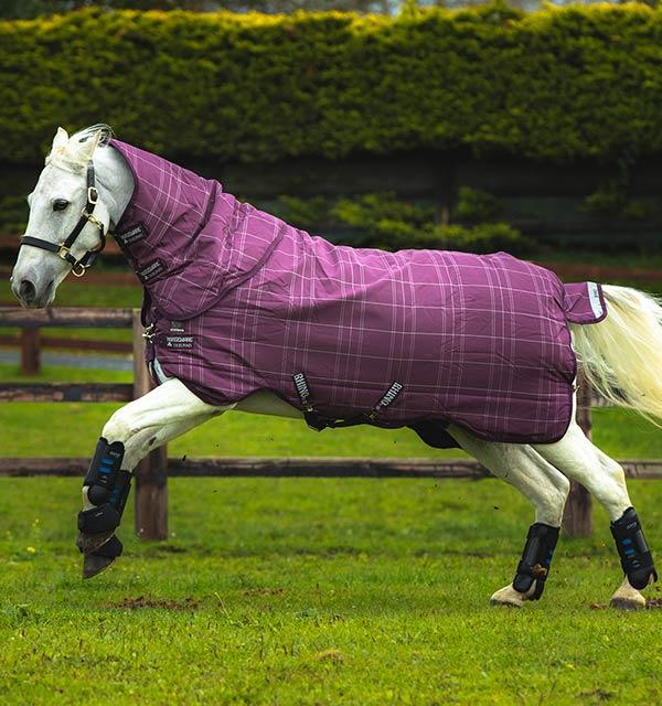 Rhino Pony Plus Turnout Medium | Berry W/ Grey & White Check
