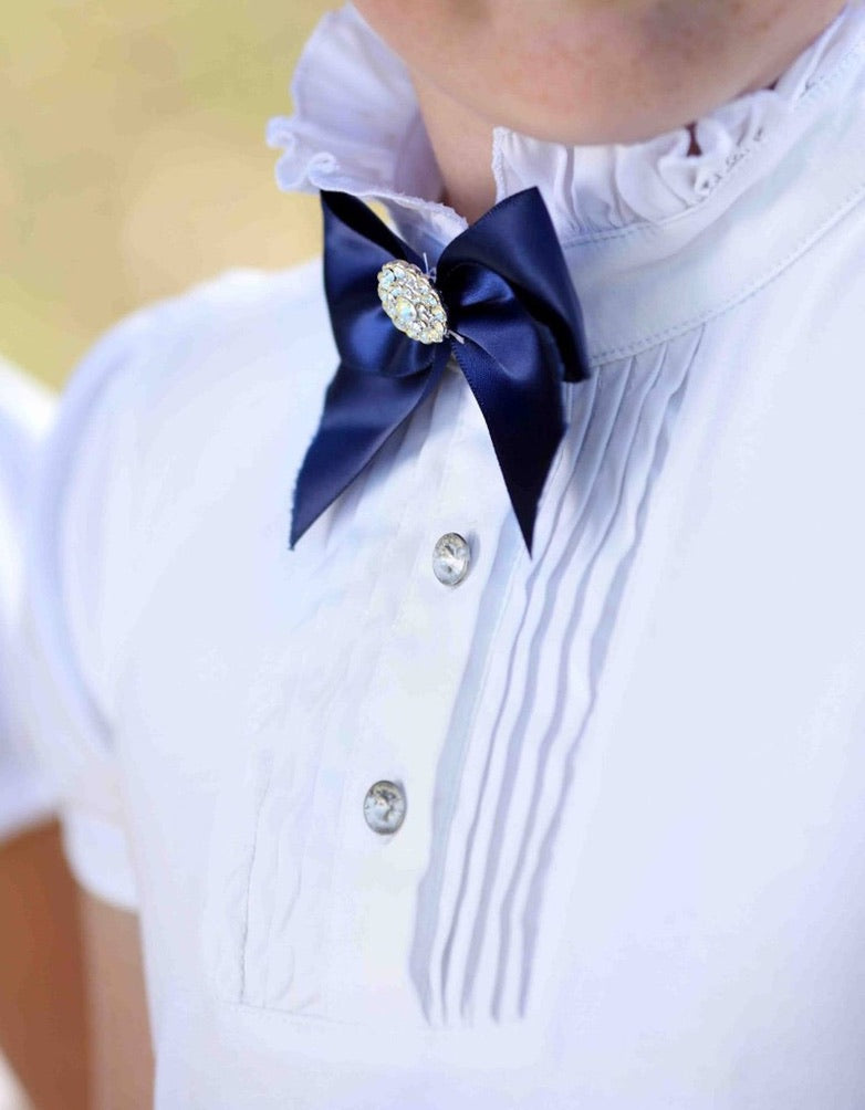 Girls Cara Ruffle Competition Show Shirt | White