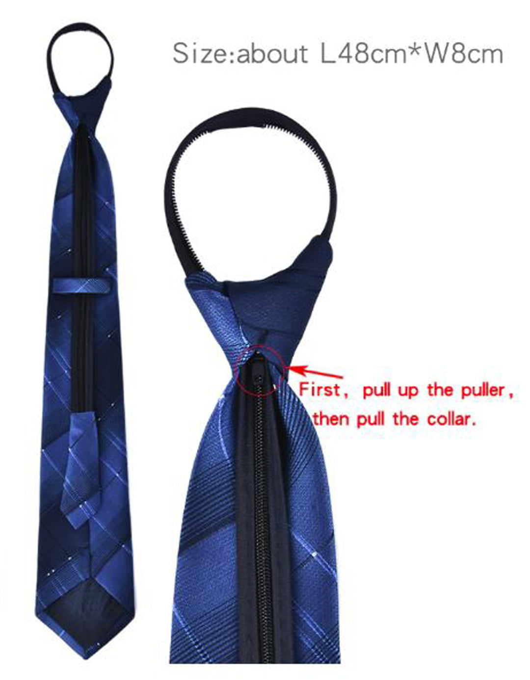 Poly/Satin Childs Zipper Tie | Navy