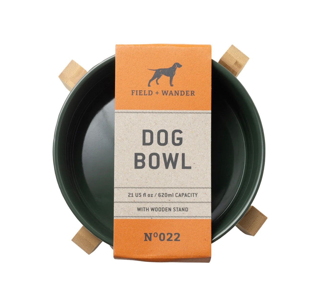 Ceramic Dog Bowl with Wooden Stand - Bone Appétite