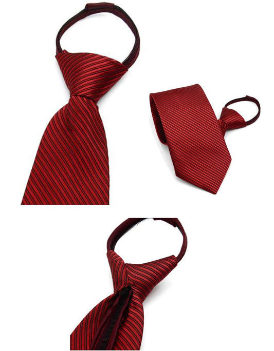 Stripped Childs Zipper Tie | Red
