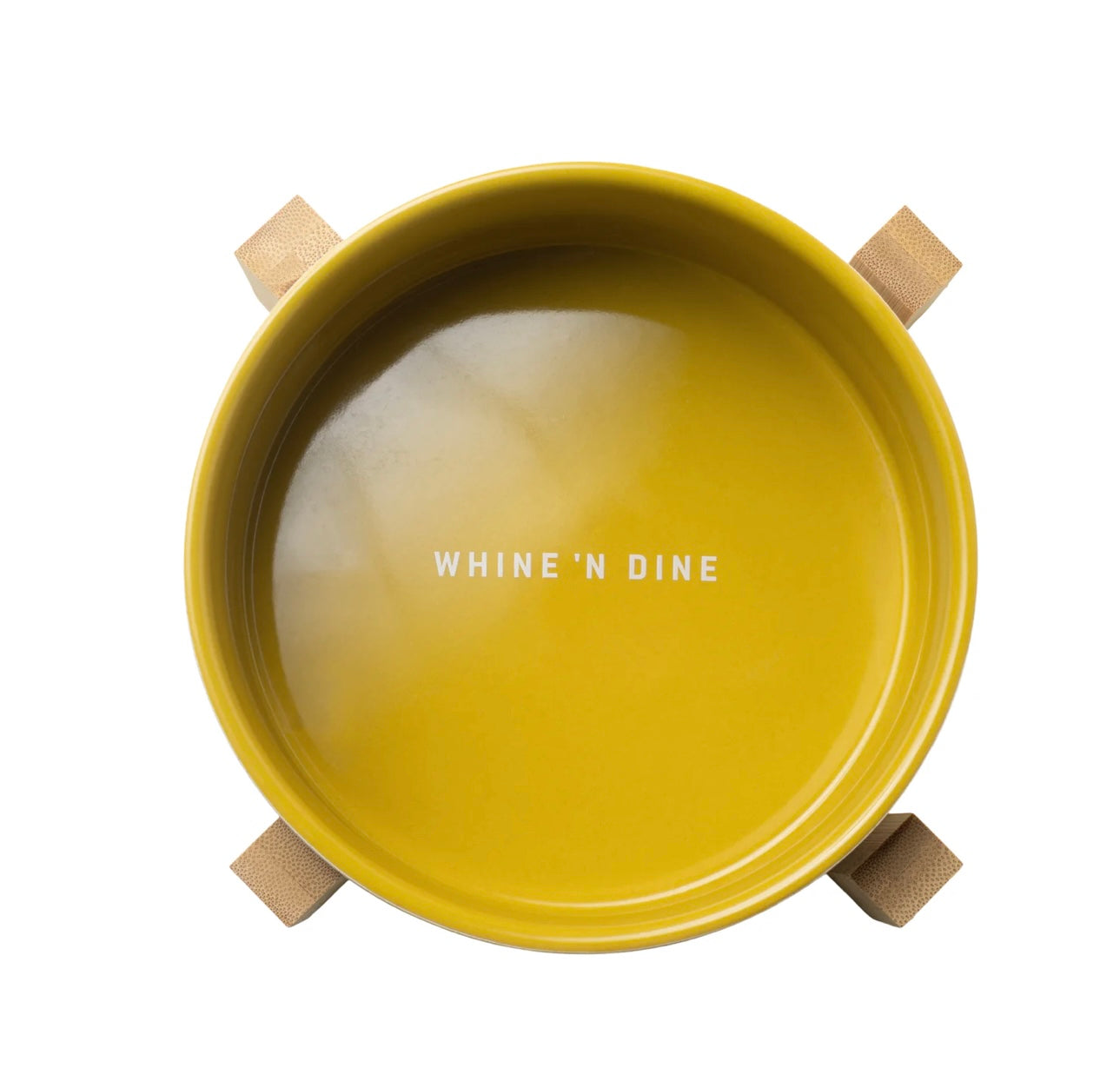 Ceramic Dog Bowl with Wooden Stand - Whine & Dine